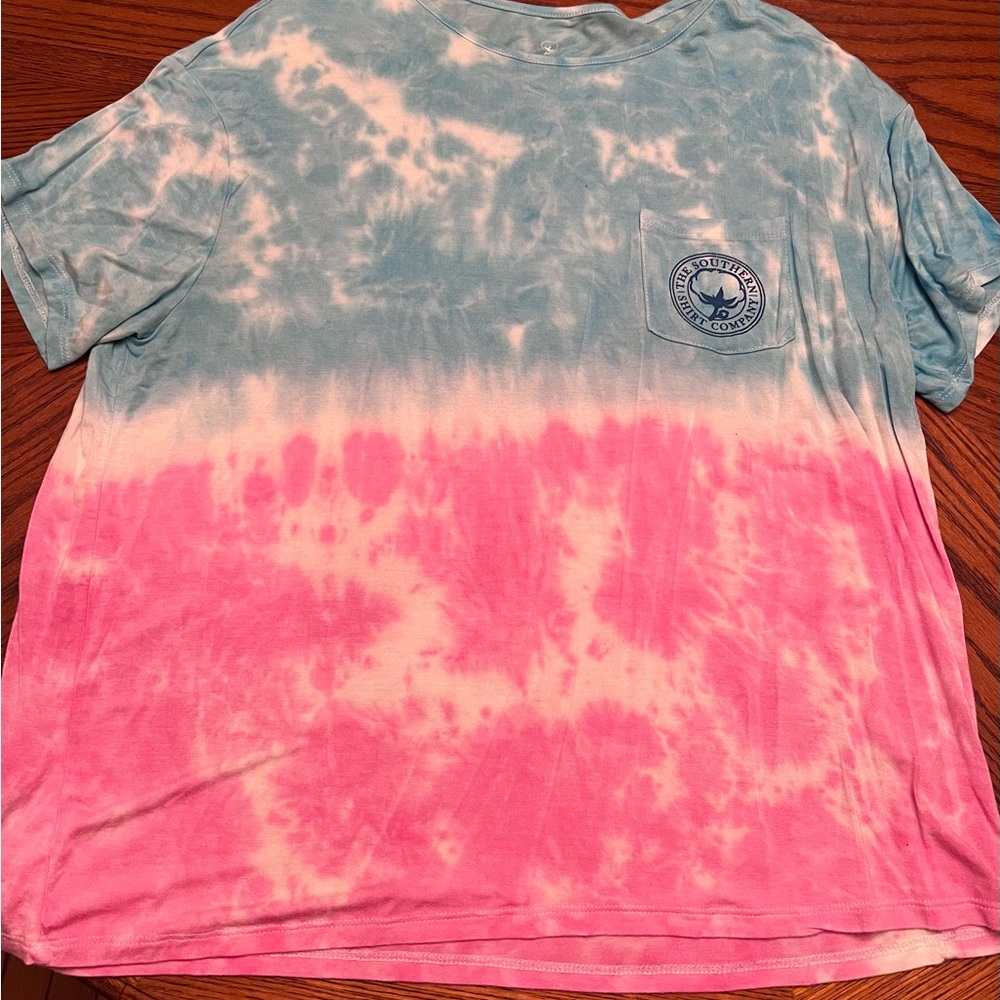Women’s Tie-Dye T-Shirt - Blue and Pink